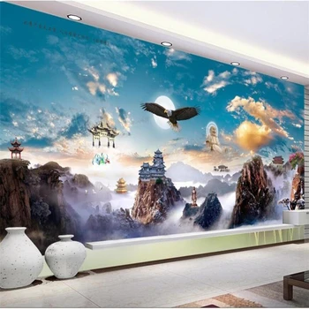 wellyu Wonderland Tiangong Dapeng wings Realm Пейзаж На Стене гостиной Изготовленная На Заказ Большая фреска Экологические обои