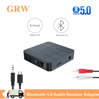 GRWIBEOU Беспроводной Аудиоприемник Bluetooth 5,0 RCA 3,5 мм 3,5 AUX Разъем Стерео Музыка Bluetooth 5,0 Адаптер Для Автомобильного Комплекта Динамик