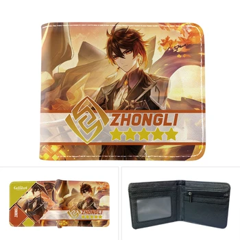 Новая игра Genshin Impact PU Короткий кошелек с карманом для монет Держатель для кредитных карт Кошелек Zhongli Xiao Косплей