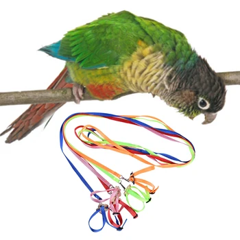 Поводок для попугаев длиной 1,2 м Шириной 1 см Регулируемая полиэфирная шлейка для защиты от укусов птиц Товары для мелких домашних животных