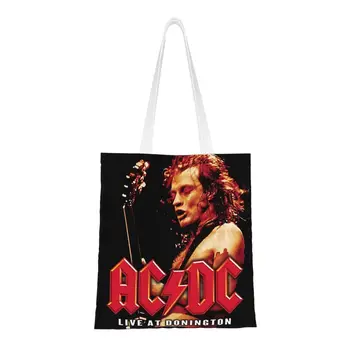 Модные сумки для покупок австралийской рок-группы AC DC, переработанные сумки для рок-музыки и хэви-метала, холщовая сумка для покупок через плечо