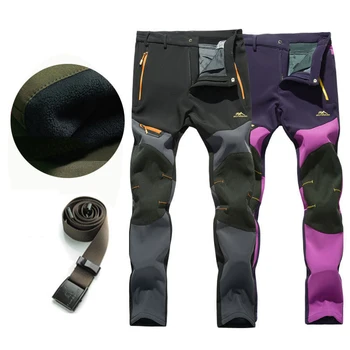 Мужские Женские походные брюки для кемпинга, зимние флисовые теплые водонепроницаемые брюки с мягкой оболочкой, походные брюки для путешествий на открытом воздухе, брюки-карго