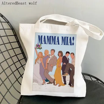 Сумка с наброском плаката Mamma Mia в стиле Харадзюку, Женская сумка для покупок, Холщовая сумка Для покупок, сумка для девочек, сумка-тоут, Женская сумка на плечо