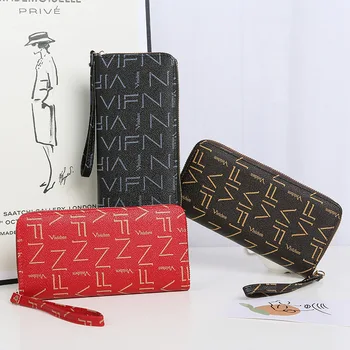Модные кошельки на молнии, женские длинные многослойные кошельки с застежкой-молнией, сумочки, портмоне, держатель для карт, бумажник-бумажник из искусственной кожи