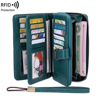 Антимагнитный кошелек Tilorraine RFID, длинный женский клатч на молнии, новая сумка для телефона большой емкости, женский кошелек-портмоне