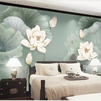 beibehang Новый китайский стиль ручка lotus спальня фон настенное украшение живопись пользовательские большие настенные обои papel de parede