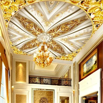 beibehang Custom большие обои фреска 3d золотой зал классическая роскошь рельефная зенитная фреска потолочные обои papel de parede