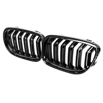 Автомобильная углепластиковая глянцевая черная Двойная планка передней решетки радиатора для-BMW E90 E91 LCI 3 серии 2009-2011