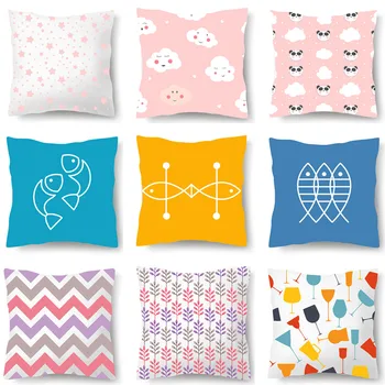 Настраиваемая наволочка для домашнего декора, наволочка с геометрическим рисунком, Розовое облако, Голубая Рыбка, Наволочка для диванной подушки
