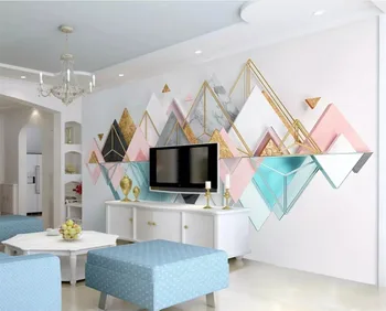 wellyu Пользовательские обои новые 3d фрески треугольник металл стекло геометрический фон обои домашний декор papel de parede фрески