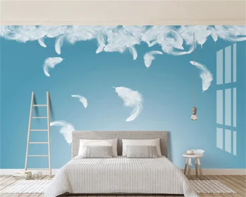 Современный минималистичный скандинавский рисунок ручной росписью синим пером гостиная спальня ТВ фреска фон украшение стен живопись из папье-маше