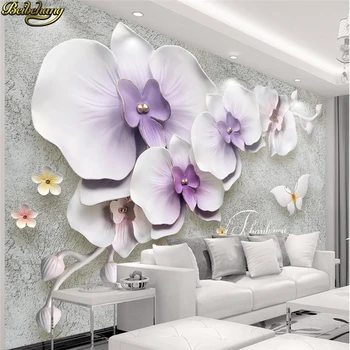 beibehang Современные рельефные цветы ТВ фон обои для стен 3d фотообои обои для стен фотообои из шелка для гостиной
