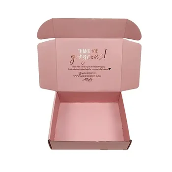 500 шт. / Оптовая продажа Роскошных косметических гофрированных почтовых коробок С логотипом на заказ, Прочная экологичная подарочная упаковка, Розовая коробка для доставки