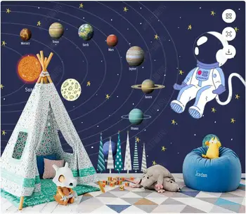 фото обоев 3d настенная роспись на заказ Космос Солнечная система Планета Астронавт Фон детской комнаты домашний декор обои для стен 3d