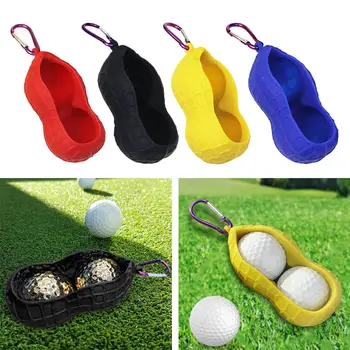 Держатель мяча для гольфа в форме арахиса вмещает 2 мяча, защитный портативный, легко крепится к сумке с пряжкой, крючок, чехол для переноски мяча, подарок