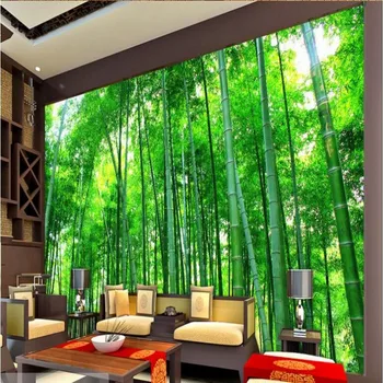 бейбеханг Изготовленная на заказ большая фреска бамбуковый лес 3D пейзажный фон настенные фрески нетканые материалы супер зеленые обои papel de parede